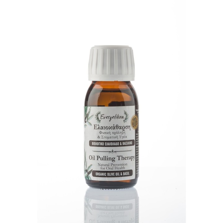 Evergetikon Oil Pulling Therapy Natural prevention for oral health .Organics olive oil & Basil