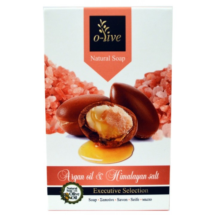 O-live Argan oil soap and Himalayan salt with extra virgin olive oil